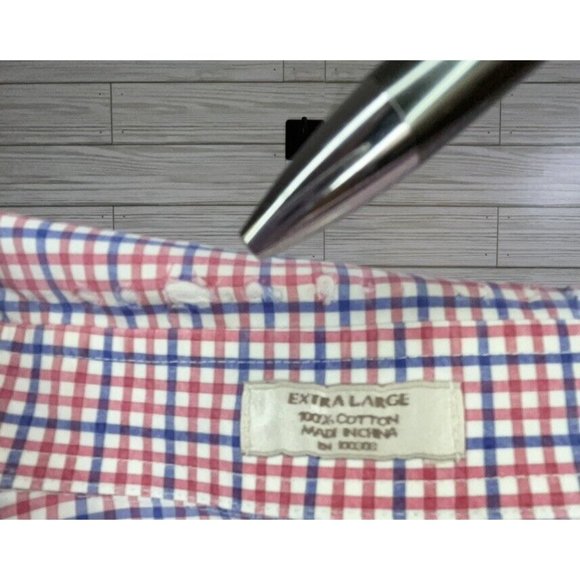 Peter Millar‎ Shirt Men Extra Large Red White Blue Cotton Check Long Button Up - Picture 6 of 9